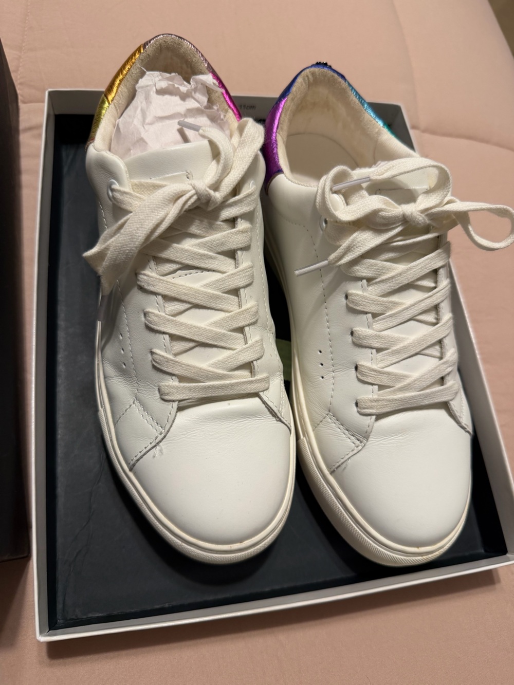 Kurt Geiger Multi-Colored Leather Sneakers — Cream